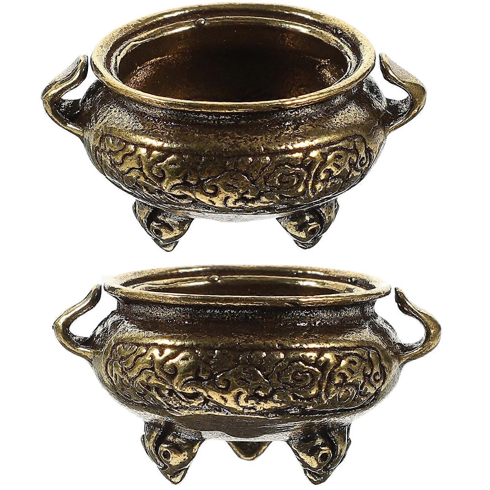 Worgeous 2Pcs Brass Censer Decorative Burner Adornment Office Decorations