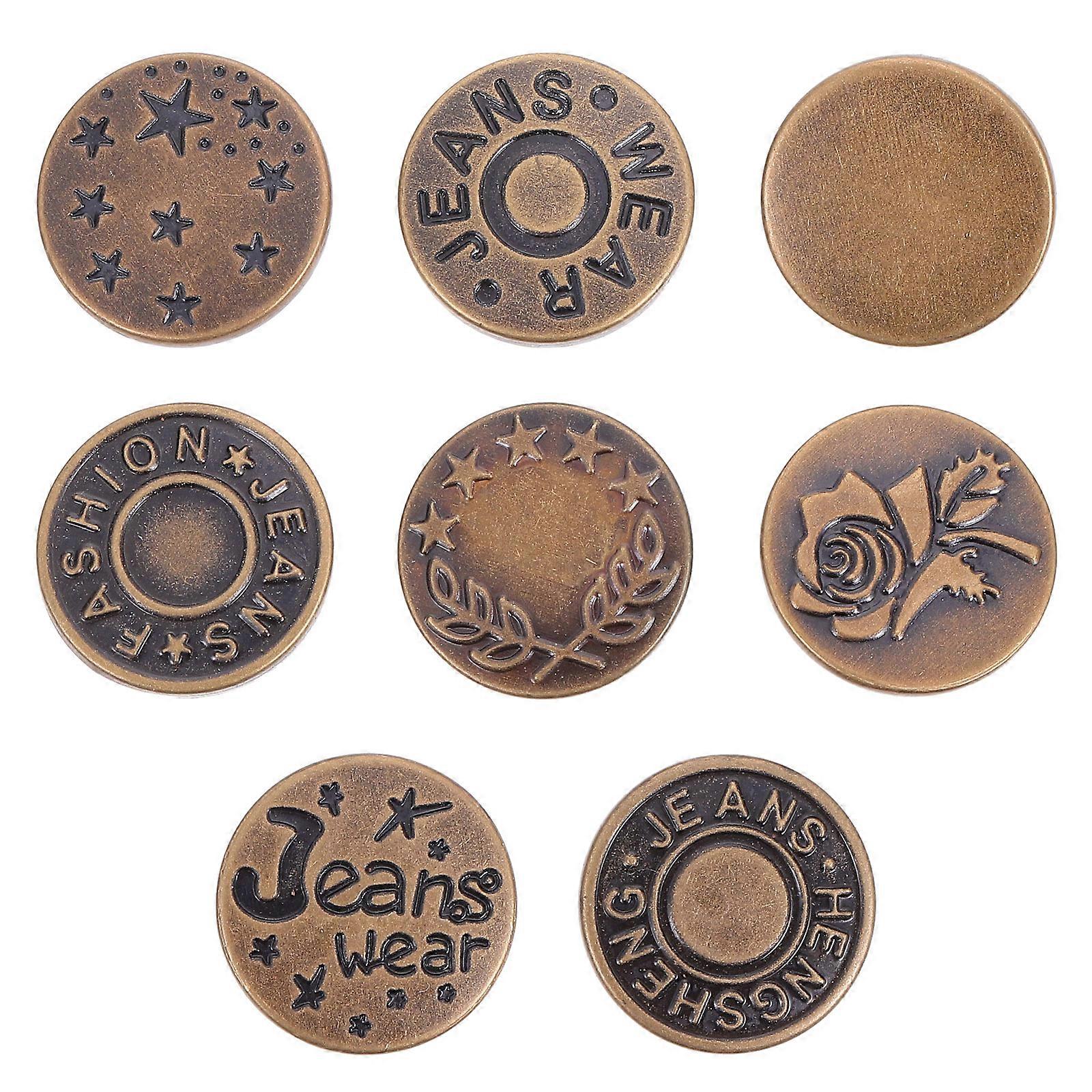 Adjustable Metal Jeans Button for Clothes Use 8Pcs Replacement Waist Buckle