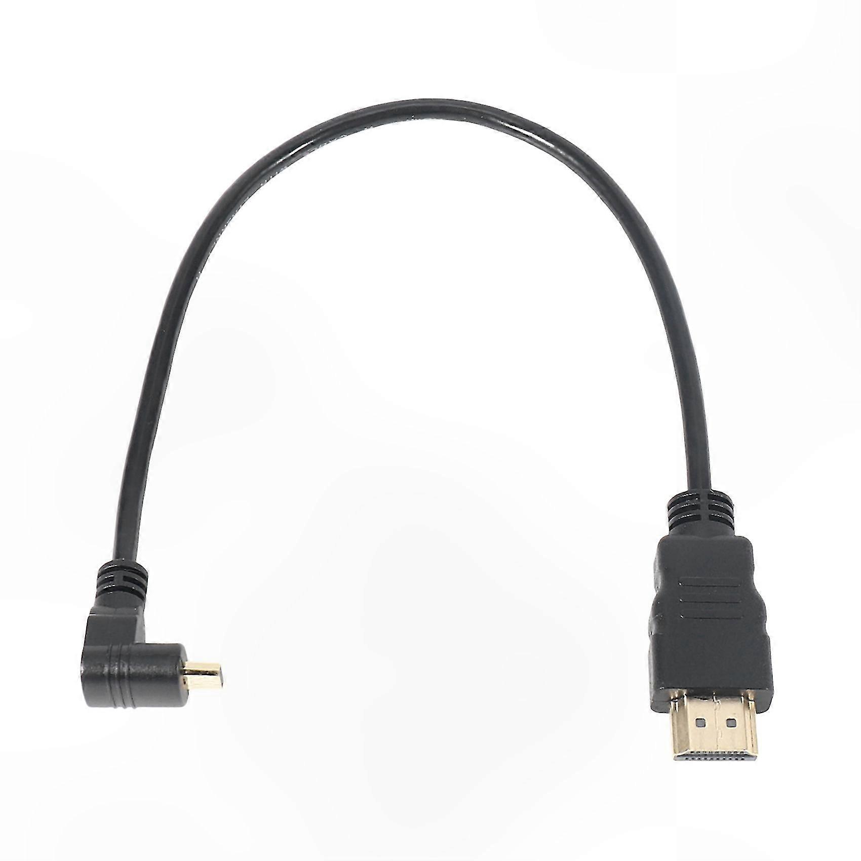 90 Degree Right Angle Micro HDMI to HDMI Male Cable - 30cm Length, Supports 4K Resolution Type B Connection Adapter Cord