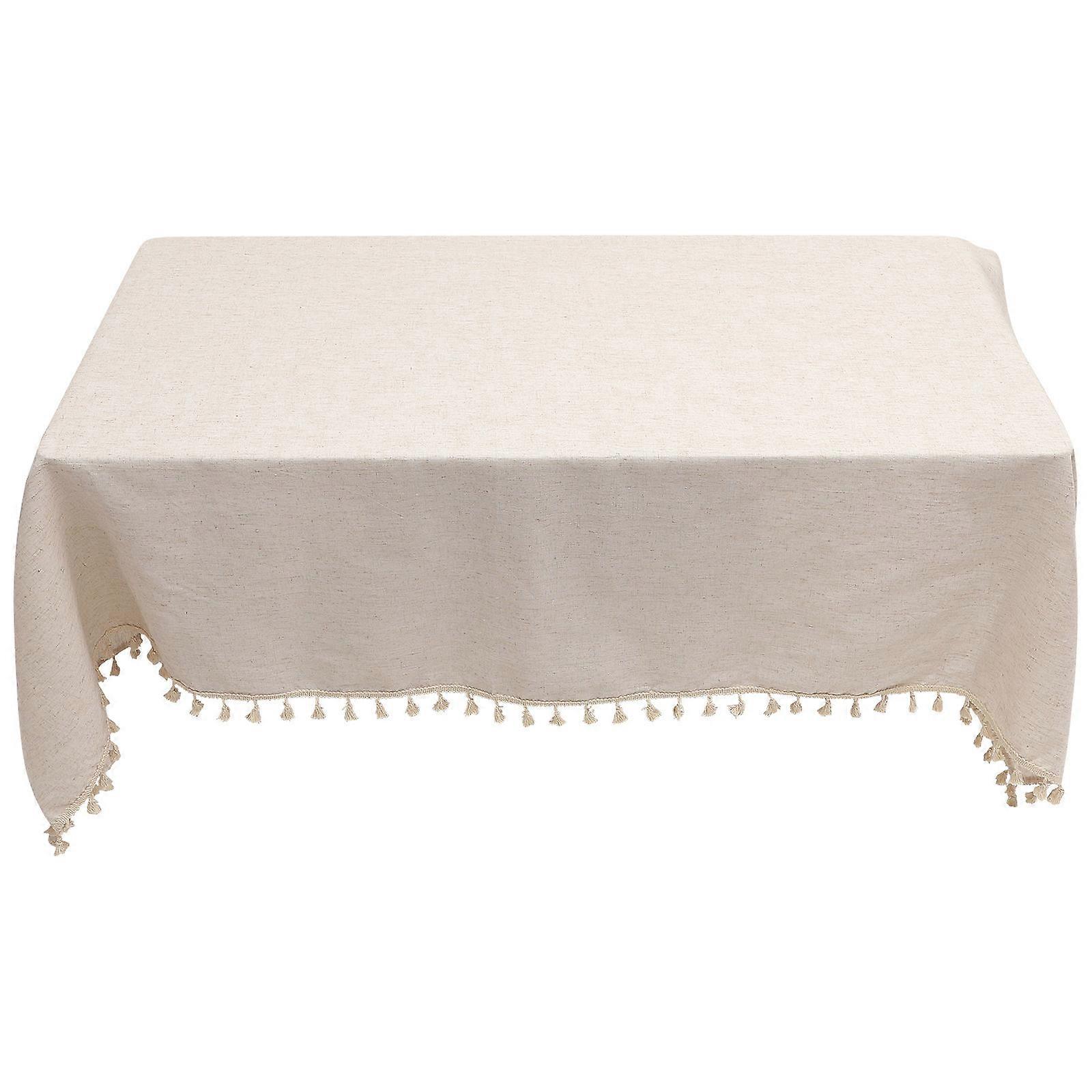 Solid Color Fringed Tablecloth Elegant Dining Room Cover 140x200cm Suitable For Home Use 1Pack
