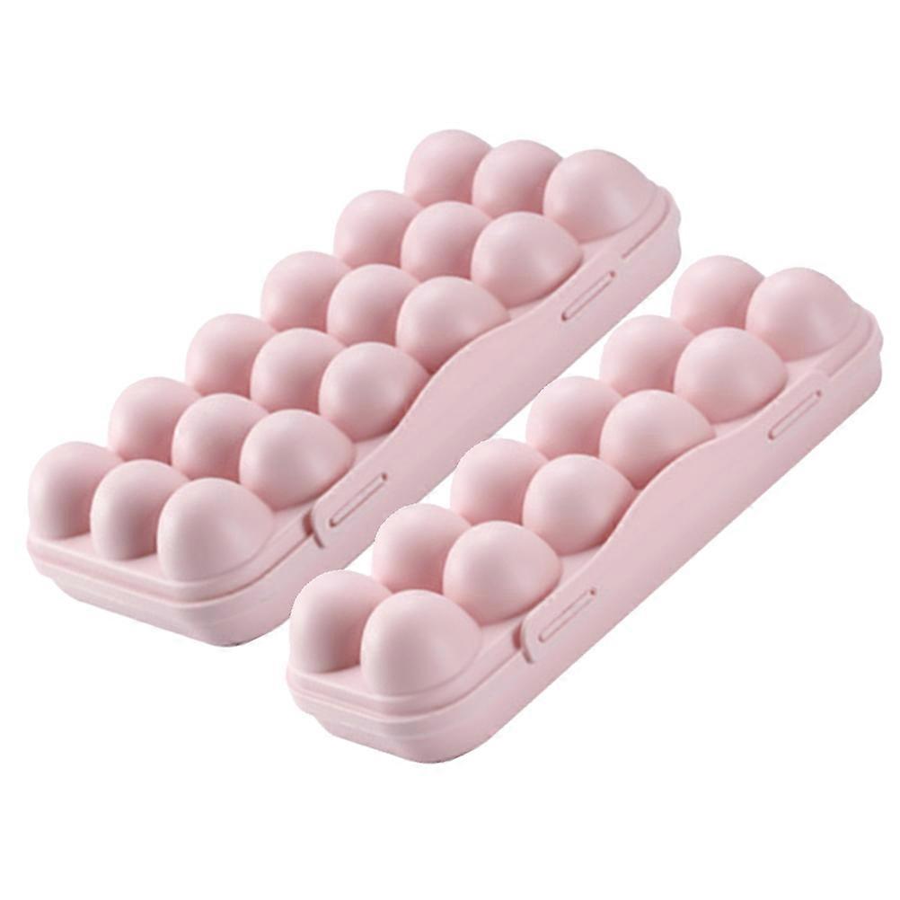 Pink Plastic Egg Holder for Refrigerator with Large Capacity 18 Count