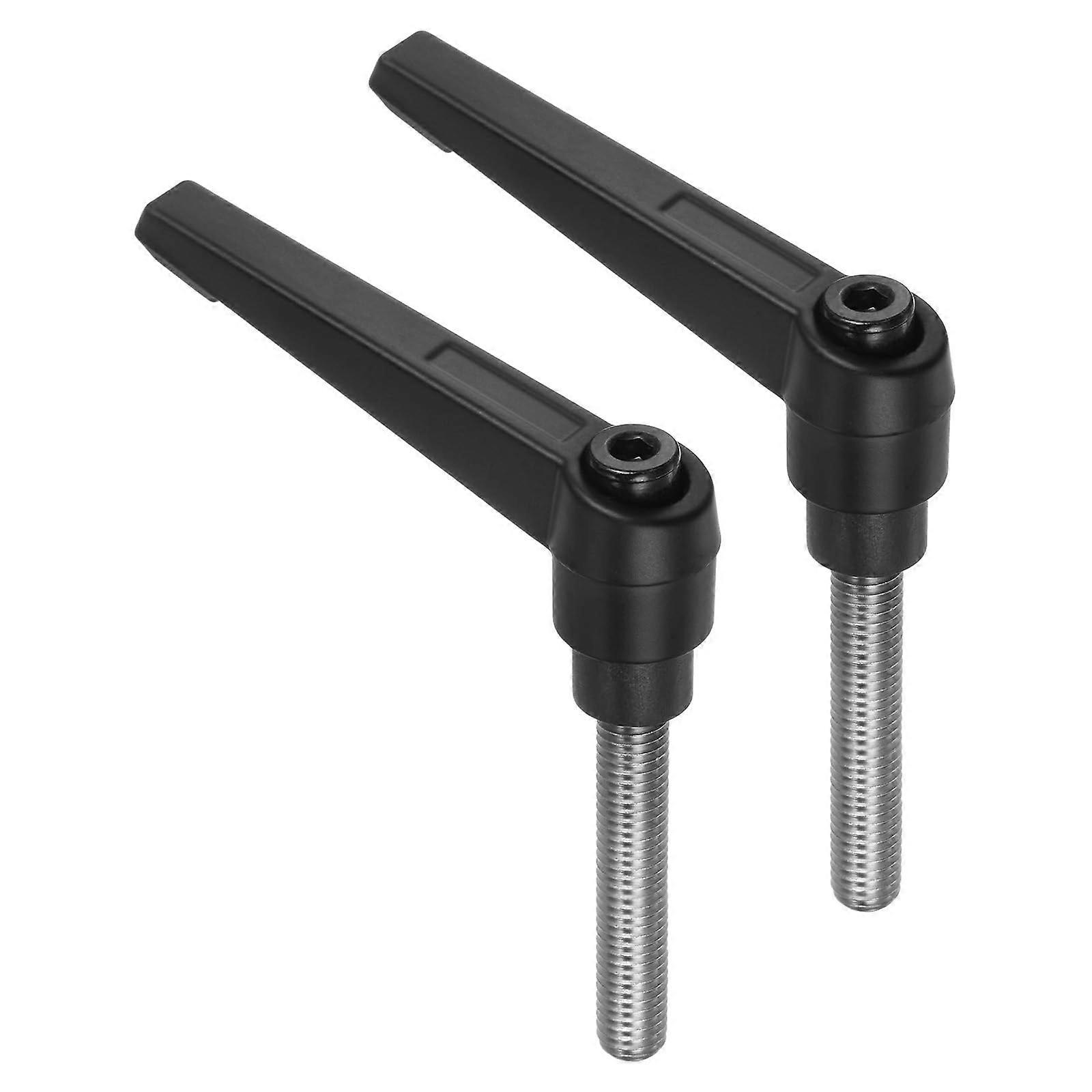 2 Pcs Clamping Lever Handles M8 x 45mm Threaded Screw Made of 304 Stainless Steel Adjustable Handles with Quick Release Ratchet Knob, Black