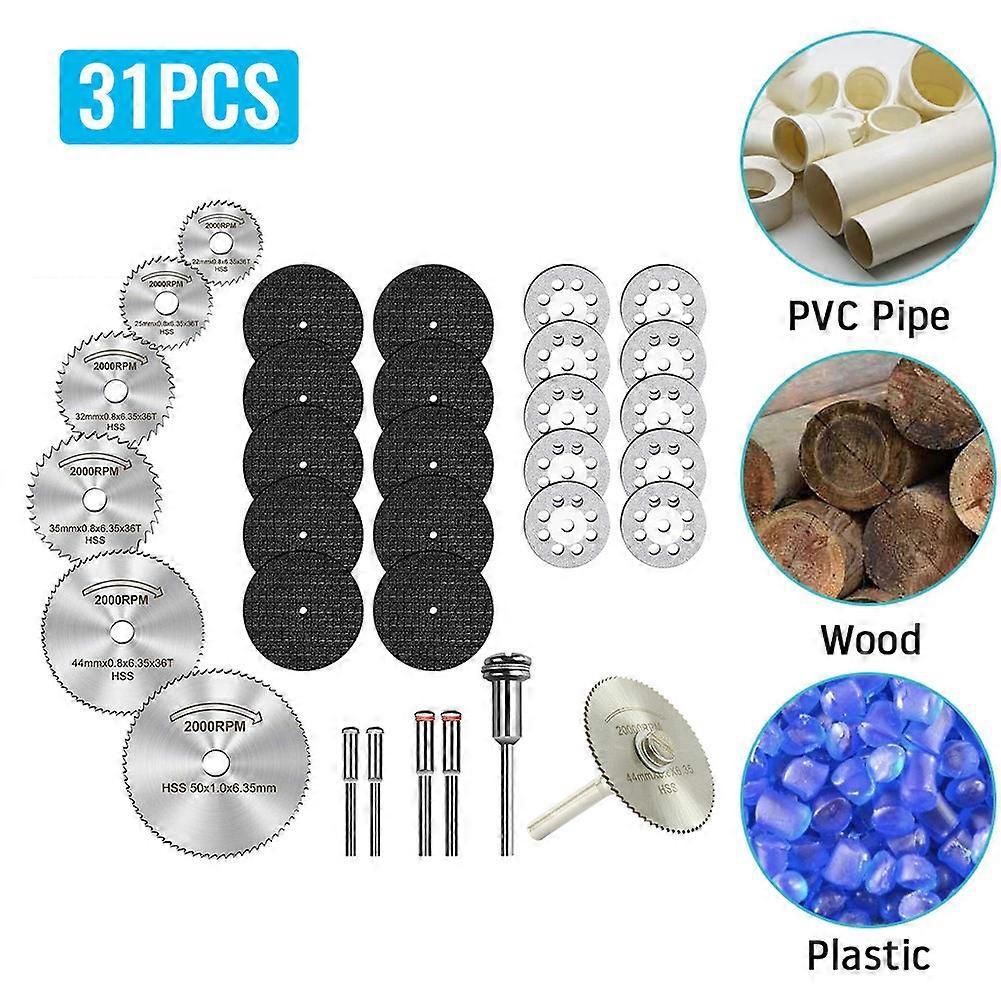 31x Mini Resin Hss Diamond Cutting Discs Wheels Tool Kit + Rotary Tool Drill Bit for Jade Cutting Ceramic Epoxy Glass Wood