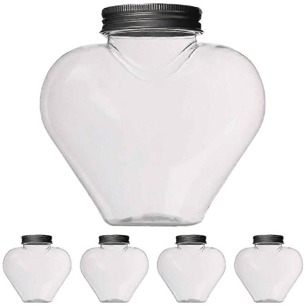 Heart Shape Juice Bottles With Lids For Parties And Outdoor Use 5Pcs