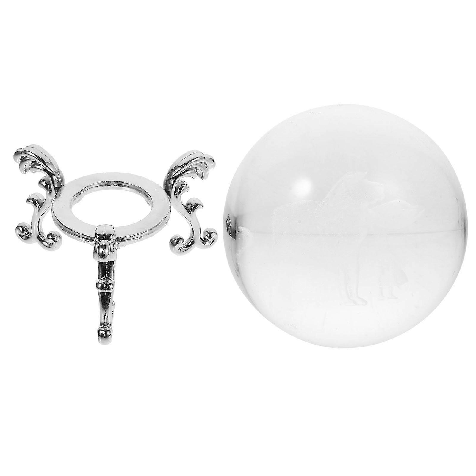 Creative Crystal Ball Decoration With Metal Stand For Home Office Desk Use 8X8X8Cm 1Set