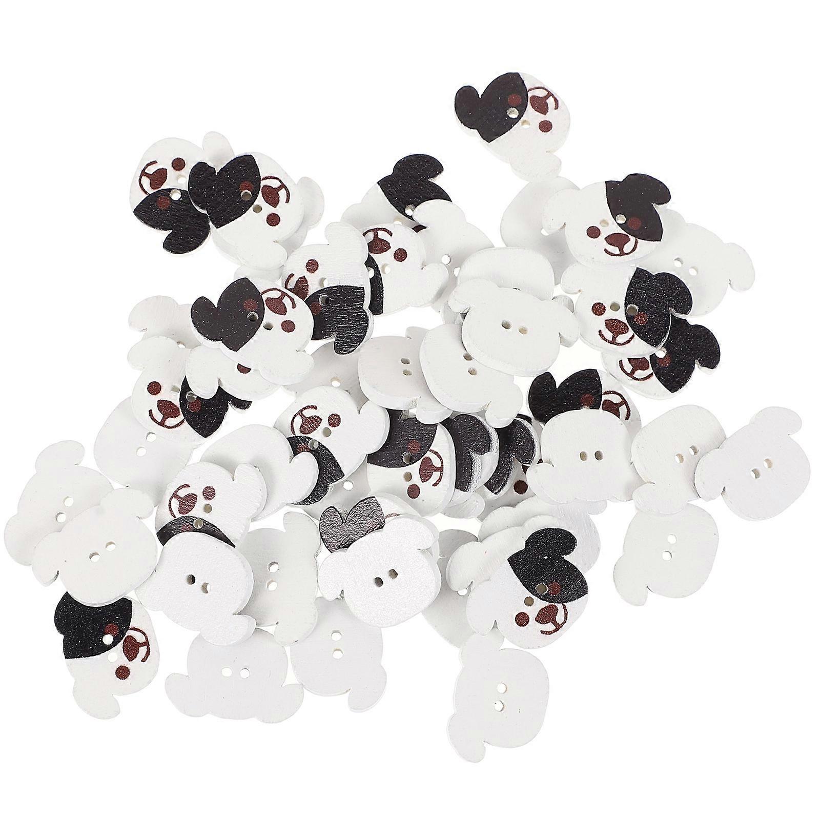 White Base Wooden Buttons for DIY 100Pcs Sewing Buttons