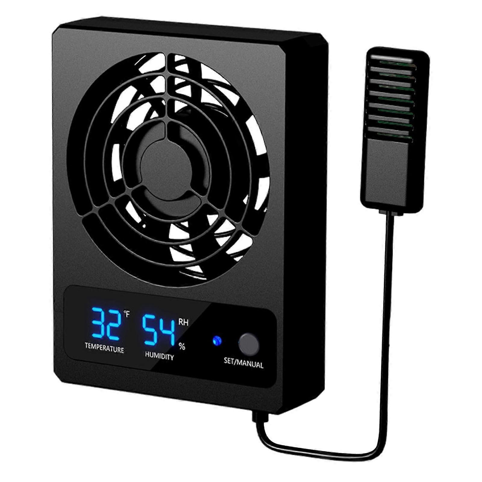 Reptile Breeding Box Ventilation Fan Intelligent Cooling Fan with LED Display Fahrenheit (℉)