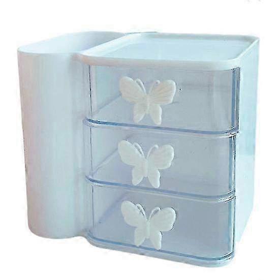 Large Capacity Desktop Pen Holder & Storage Box with Drawer - Multi-Layer Dustproof Sundries Organizer for Office & Home Use