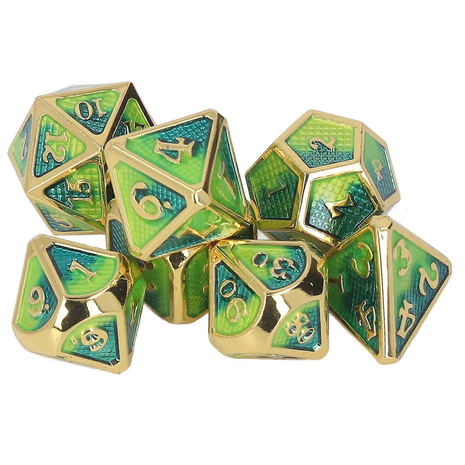 7-Piece Metal Polyhedral Dice Set with Easy-to-Read Numbers for RPGs & Board Games