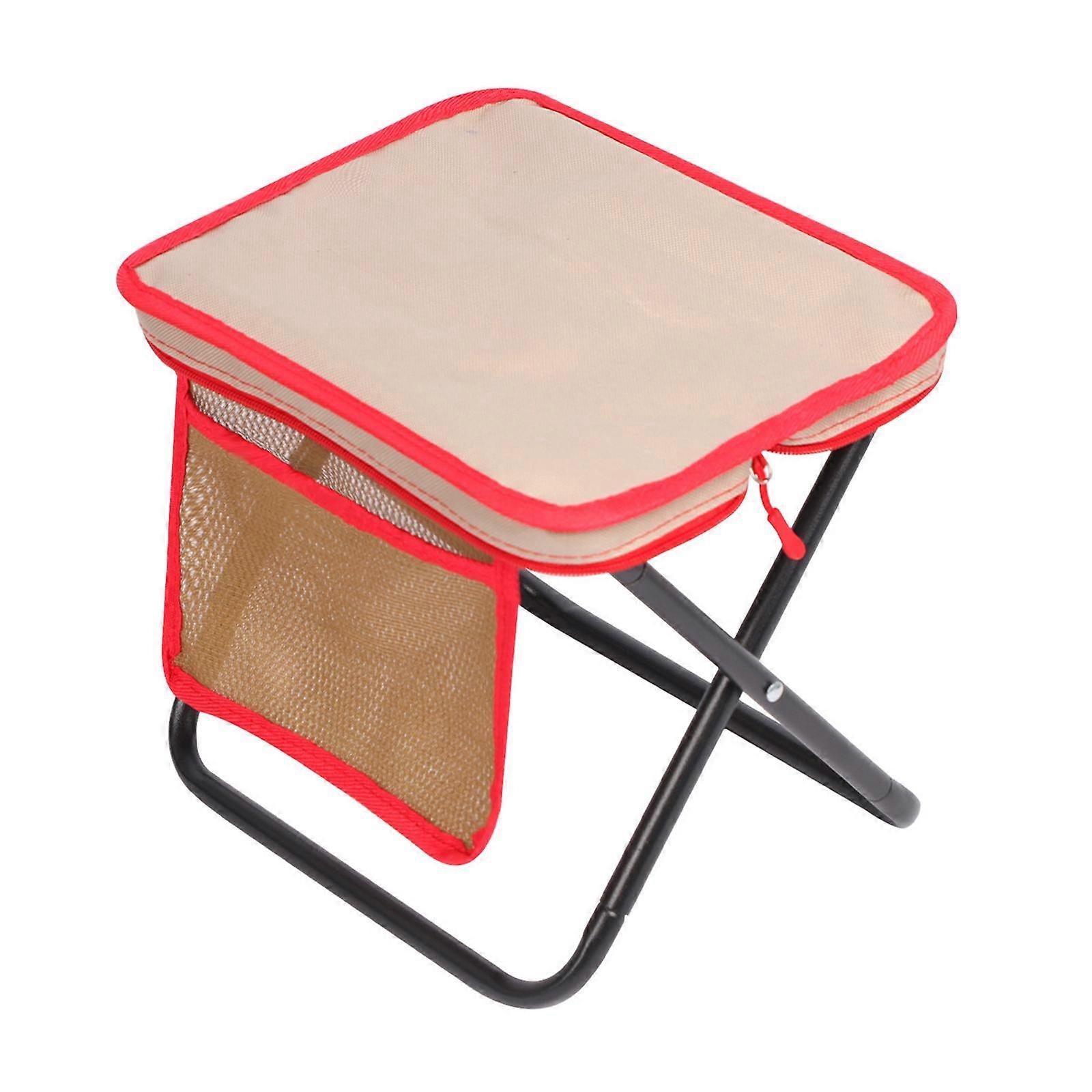 Folding Camping Stool Footstool with Side Pocket Multipurpose Small Foldable
