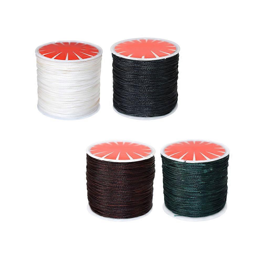 4PCS 0.6mm Waxed Sewing Thread Hand Stitching Cord for DIY Craft Tools (70m, Dark Grey, White, Dark Green, Black Brown)