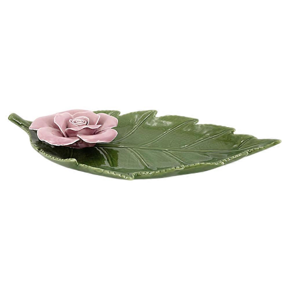 Handmade Leaf Shape Serving Tray Crafted From Homeowners In Green Color 1Pc