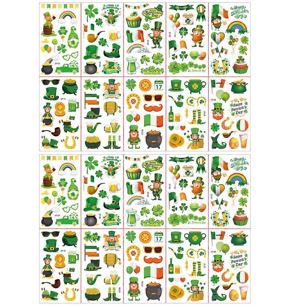 Patrick's Day Wall Sticker 20 Sheets Clover Decorative Party Background For Home Children And Adult 12x6.8cm Waterproof