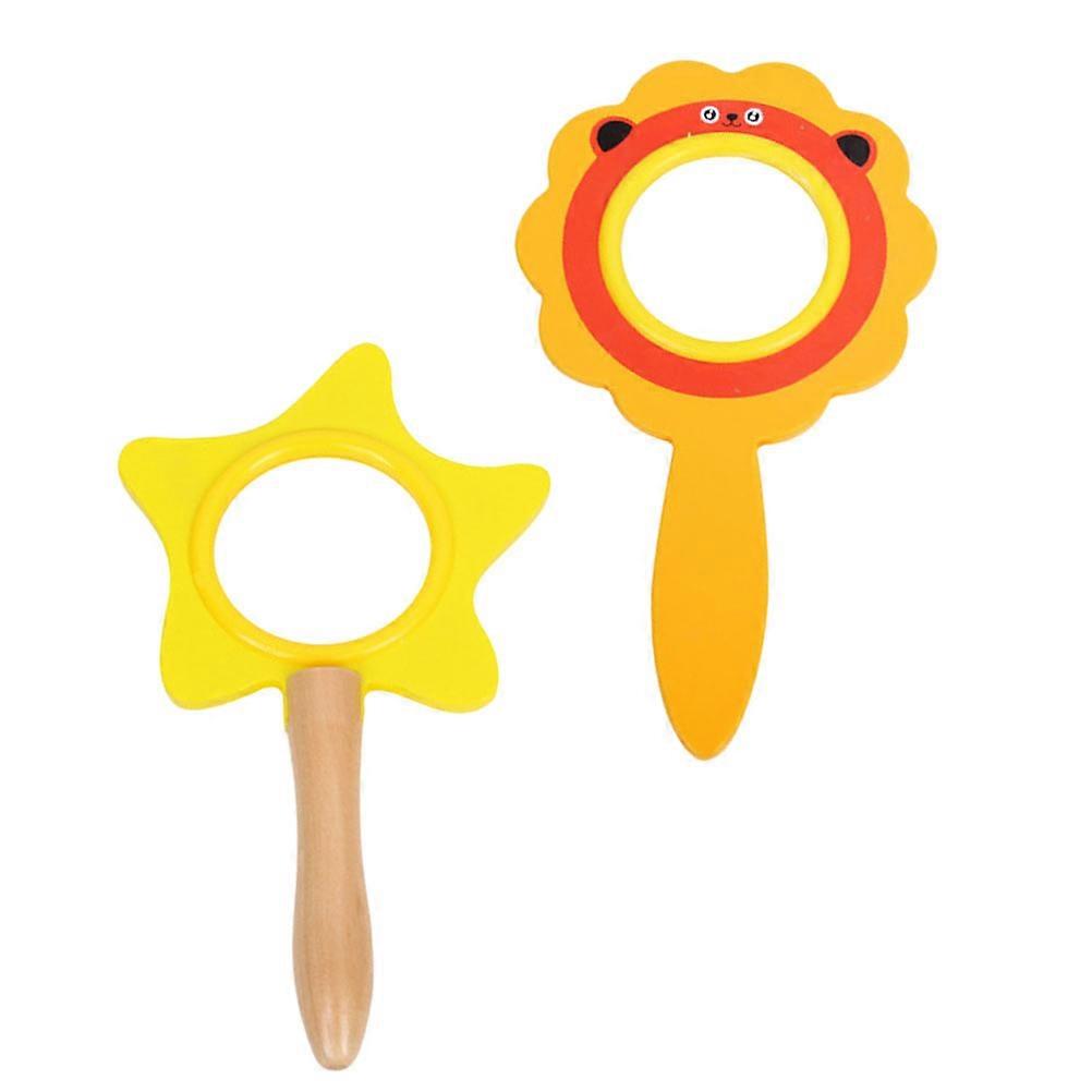 Adorable Magnifying Glass Playthings For Kids Science Learning 18X3CM Made Of Wood Magnification 2Pcs