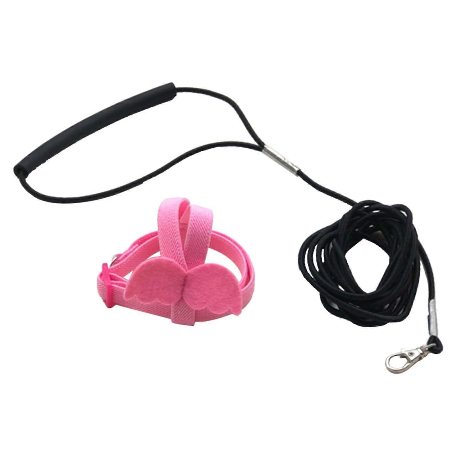 Adjustable Parrot Harness with Leash, Training Harness, Suitable for Dogs Who Hate Harness and Collar (Pink, One Size) Universal Size Pink
