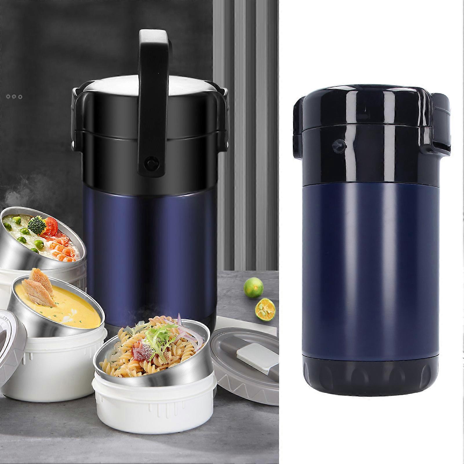 2.6L 4-Layer 304 Stainless Steel Thermal Food Container 29.2cm Dark Blue