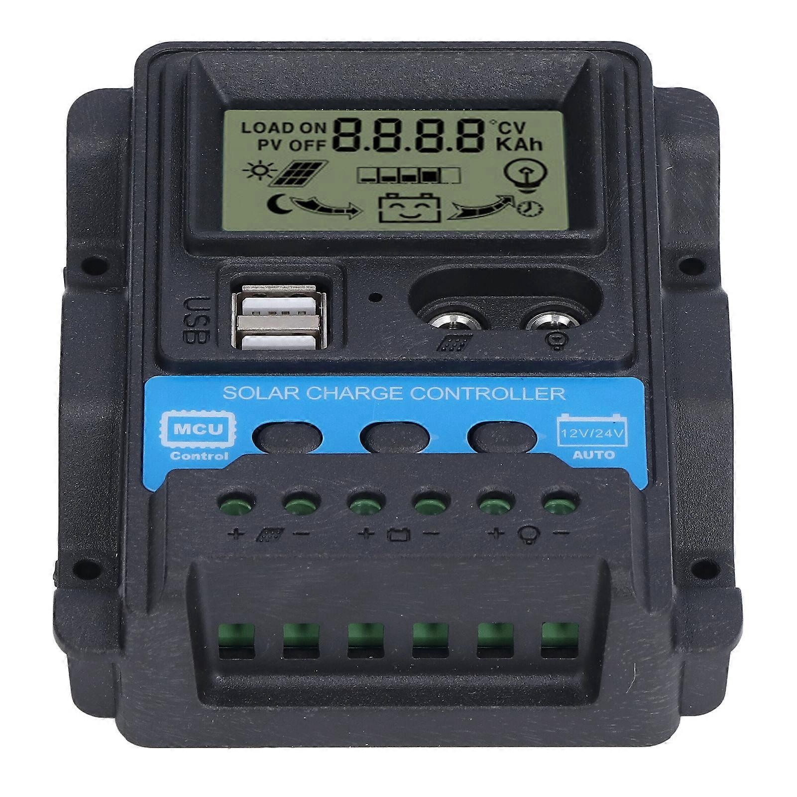 Solar Charge Controller LCD Display Dual USB 5V Output PWM Charging Control Regulator20A 260W(12V) 520W(24V) 