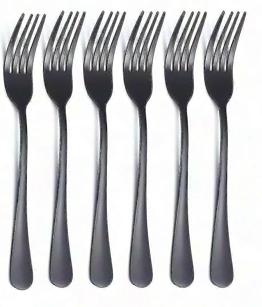 Garfo de Jantar Preto 6 Pcs, Conjunto de Talheres de Aço Inoxidável 8.17 Polegadas Titânio