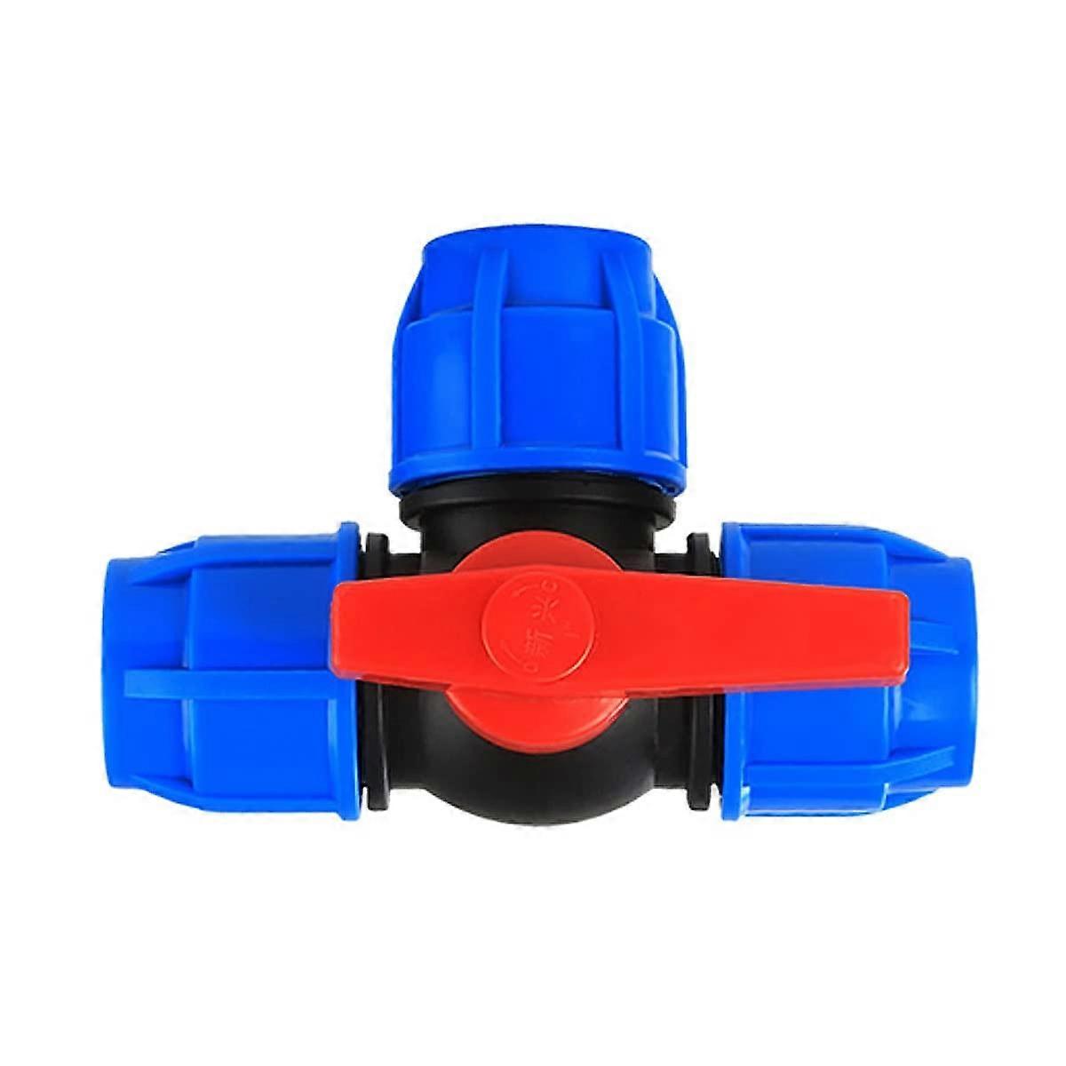 Three-Way Plastic Ball Valve, T-Type Quick Connect, PE Pipe Fitting, 1/2-2 in (20-63 mm), Easy Install