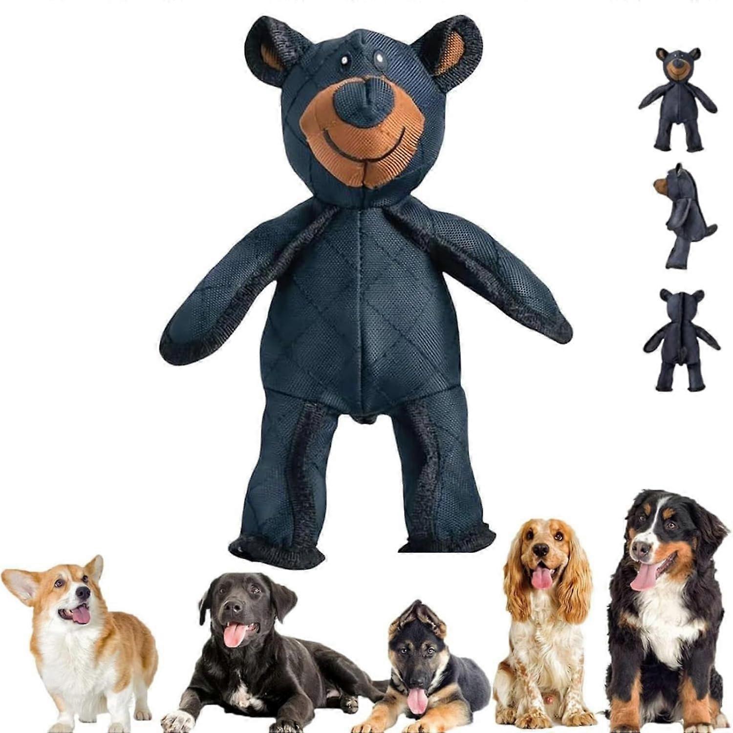 Unbreakable Extreme Bear Upgraded, Indestructible Bear Dog Toy with Squeaker (Dark Blue)