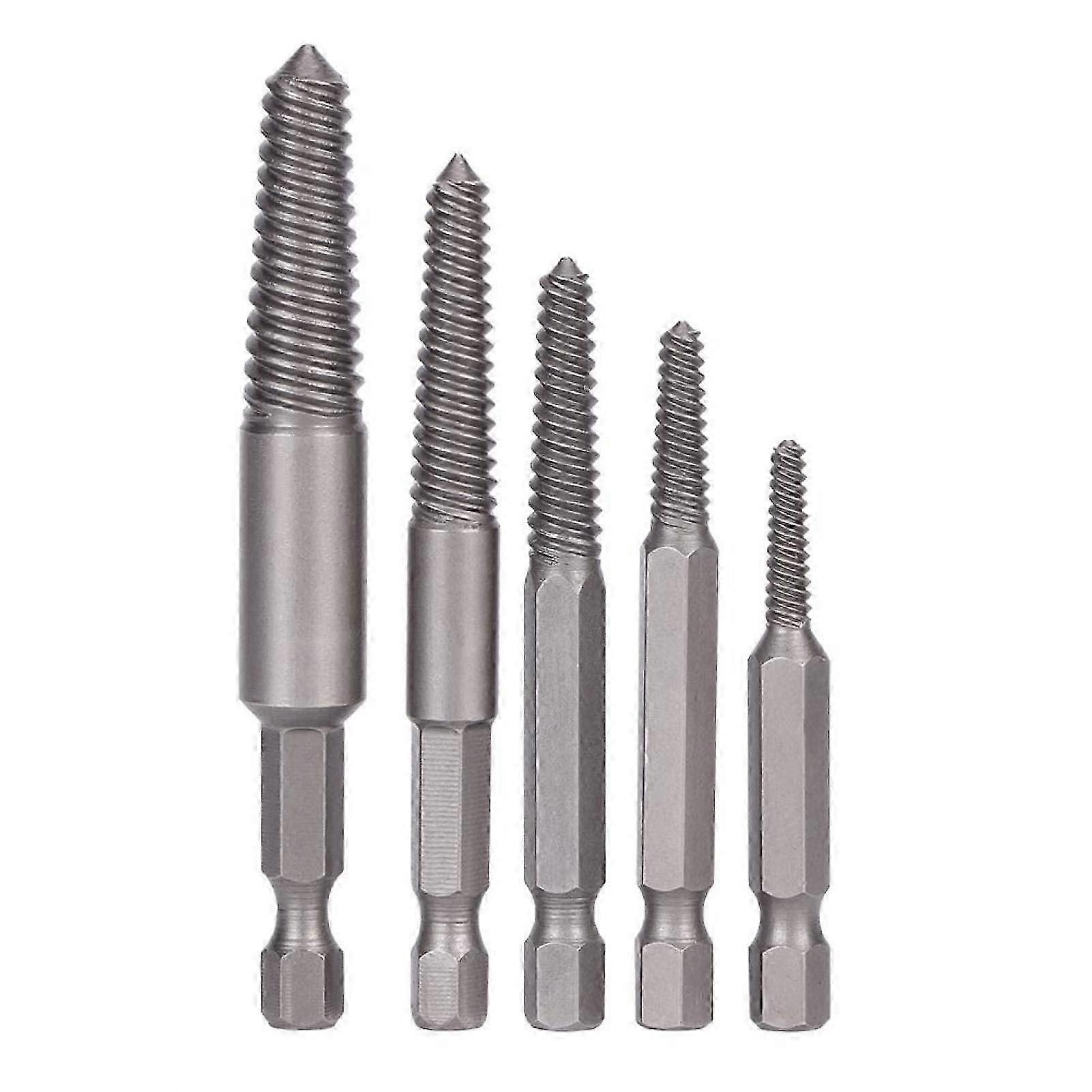 5pcs Screw Drill Bits Stud Removal Tool Broken Screw Extractor Hex Shank Damaged Fine Teeth Bolt Removal Tool