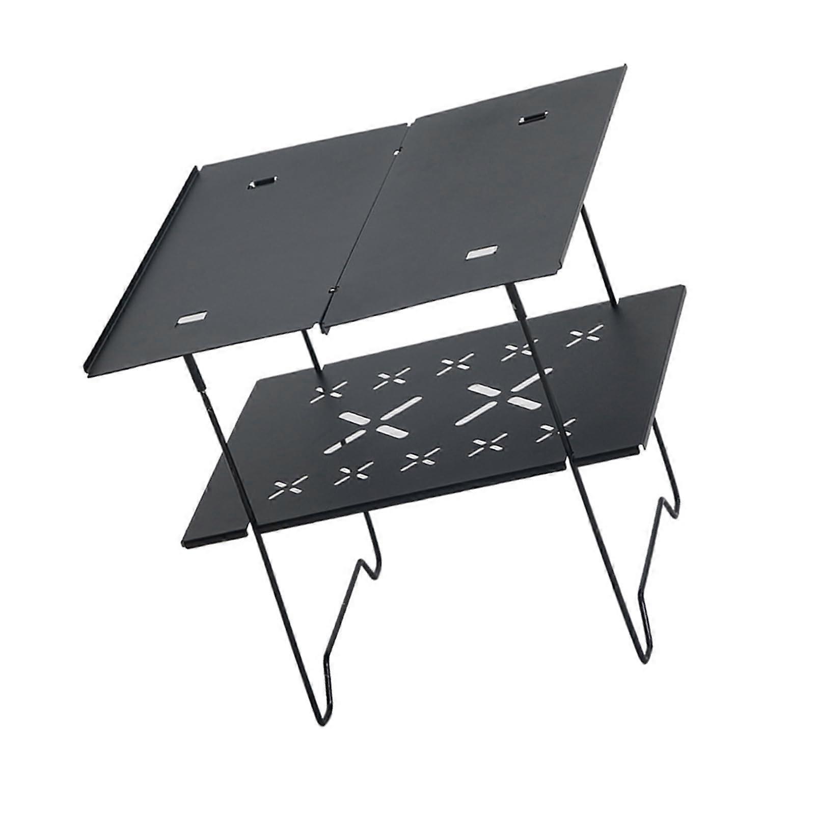 Double Layer Camping Table Nero Lightweight Aluminum Beach Desk, Portable Outdoor Picnic Table For Hiking, Tailgating