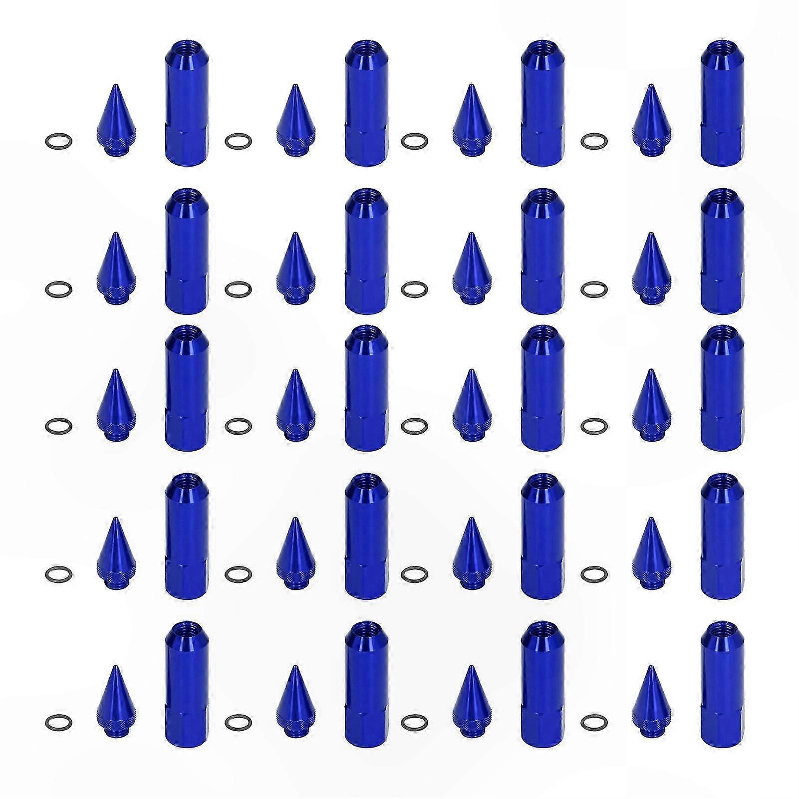 20pcs M12x1.5 Lug Nuts for Racing Wheels, 90mm Aluminum Alloy Spiked Nuts with Socket Key