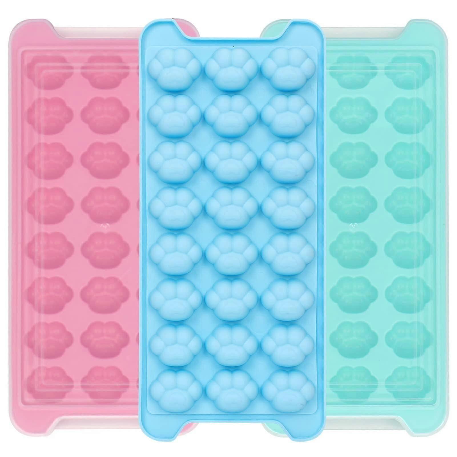 Ice Cube Tray, 3 Pack Silicone Ice Cube Tray With Lid Cute Reusable Flexible And Odorless Ice Cube Moulds Bpa Free, For Chilled Drinks, Freezer, Baby