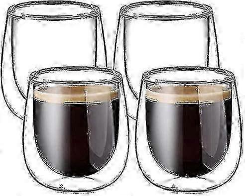 120ml Set of 4 Double Walled Espresso Coffee Glass Mugs