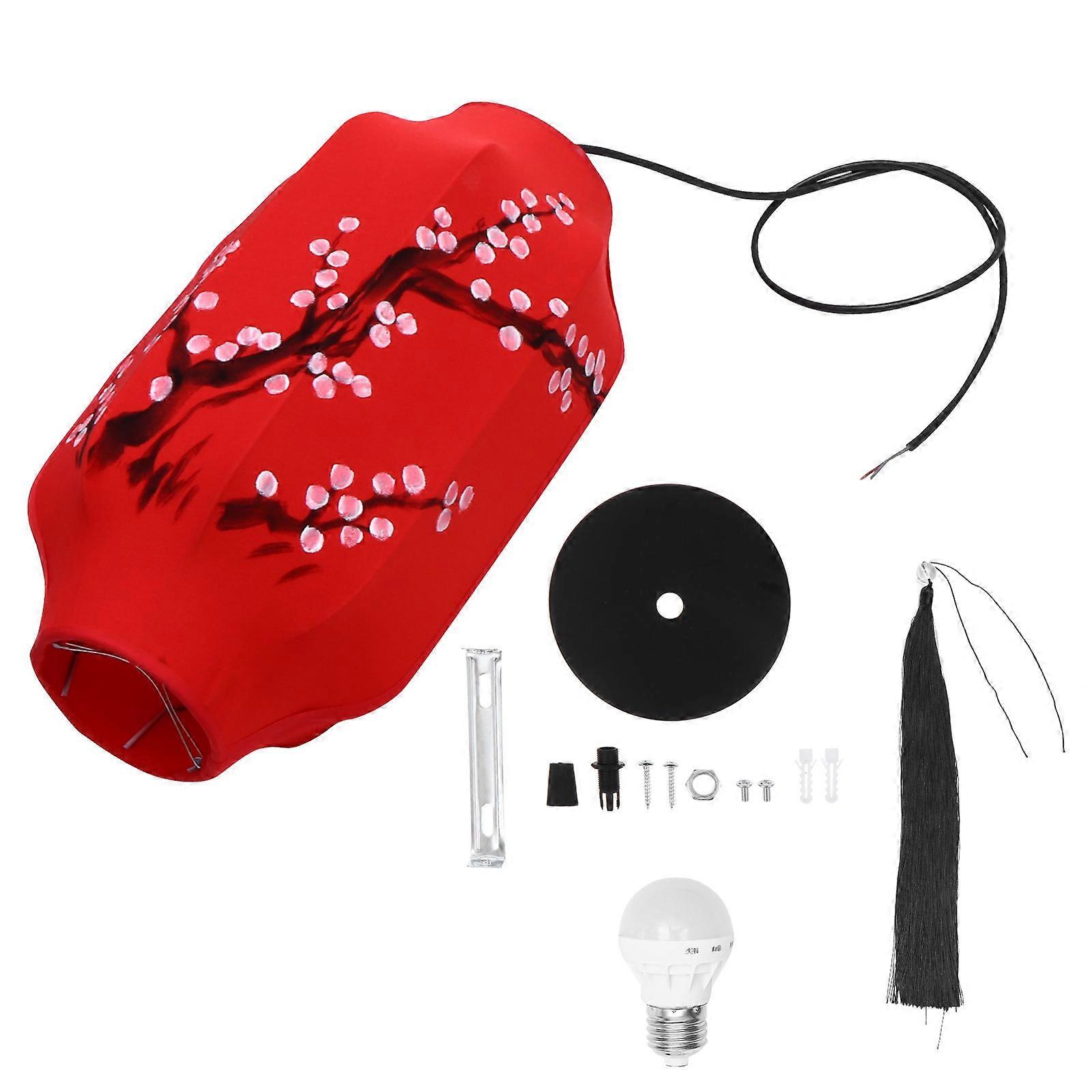 Hanging Lantern Chinese Watermelon Shape for Ceiling Red Cloth Decoration 1 Set