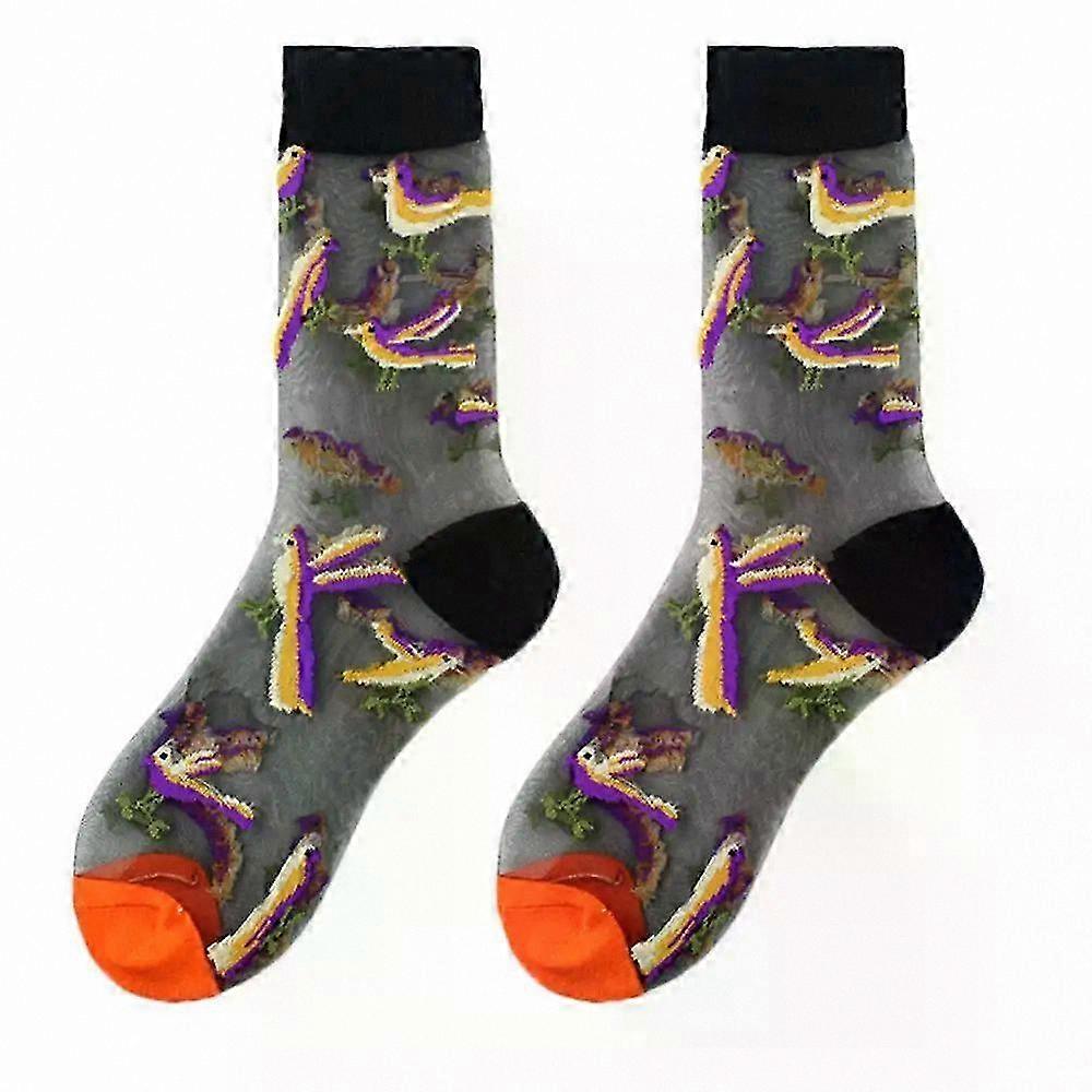 Lightweight Summer Socks for Women and Girls - Mid-Calf Transparent Elastic Ankle Socks with Trendy Print Design