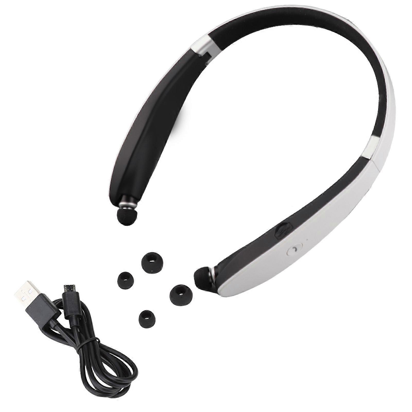 SX-991 Foldable Neck Hanging Type Telescopic Headset Wireless Bluetooth Earphone(Black White)