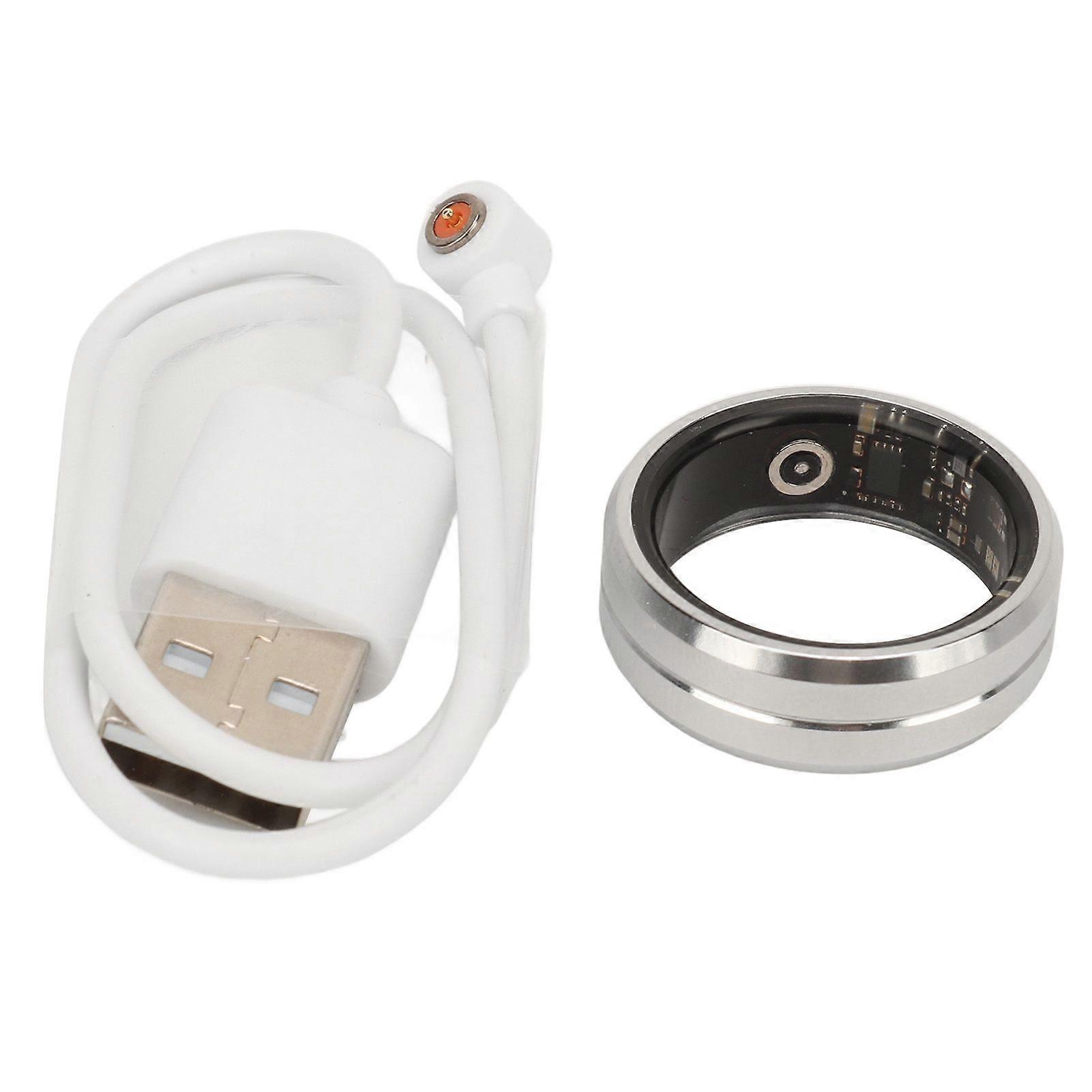 Smart Health Ring Fitness Tracker Bluetooth for Sleep Monitoring Step Counting Health Tracking IP68 Waterproof for Android for IOS Silver Size 12