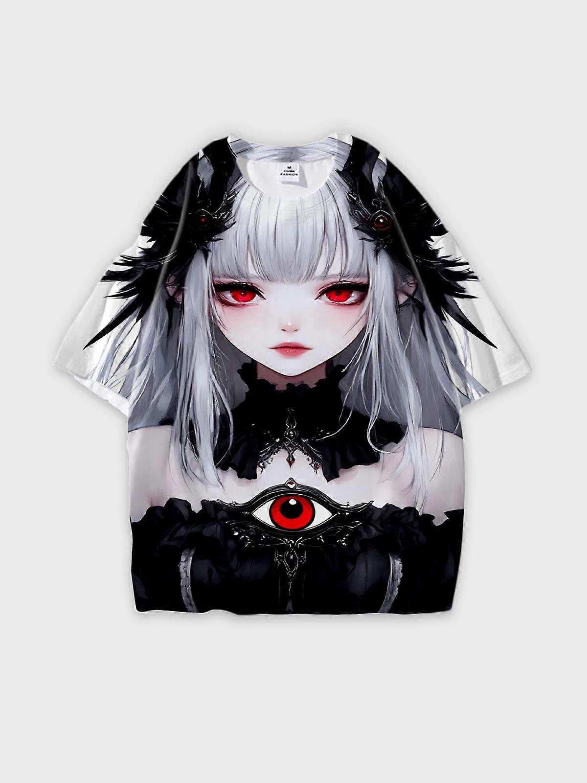 T-Shirt Round Neck, Loose Short Sleeve Pattern Graphic Tee, Unisex Summer Casual Top V2243