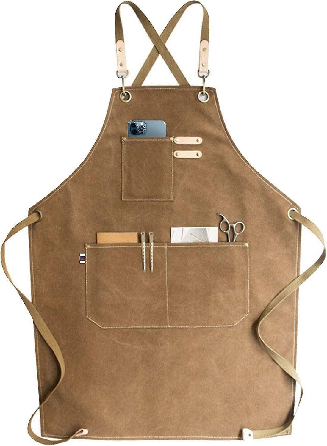 Denim Apron, Adjustable Multifunctional Work Apron with Tool Pockets with