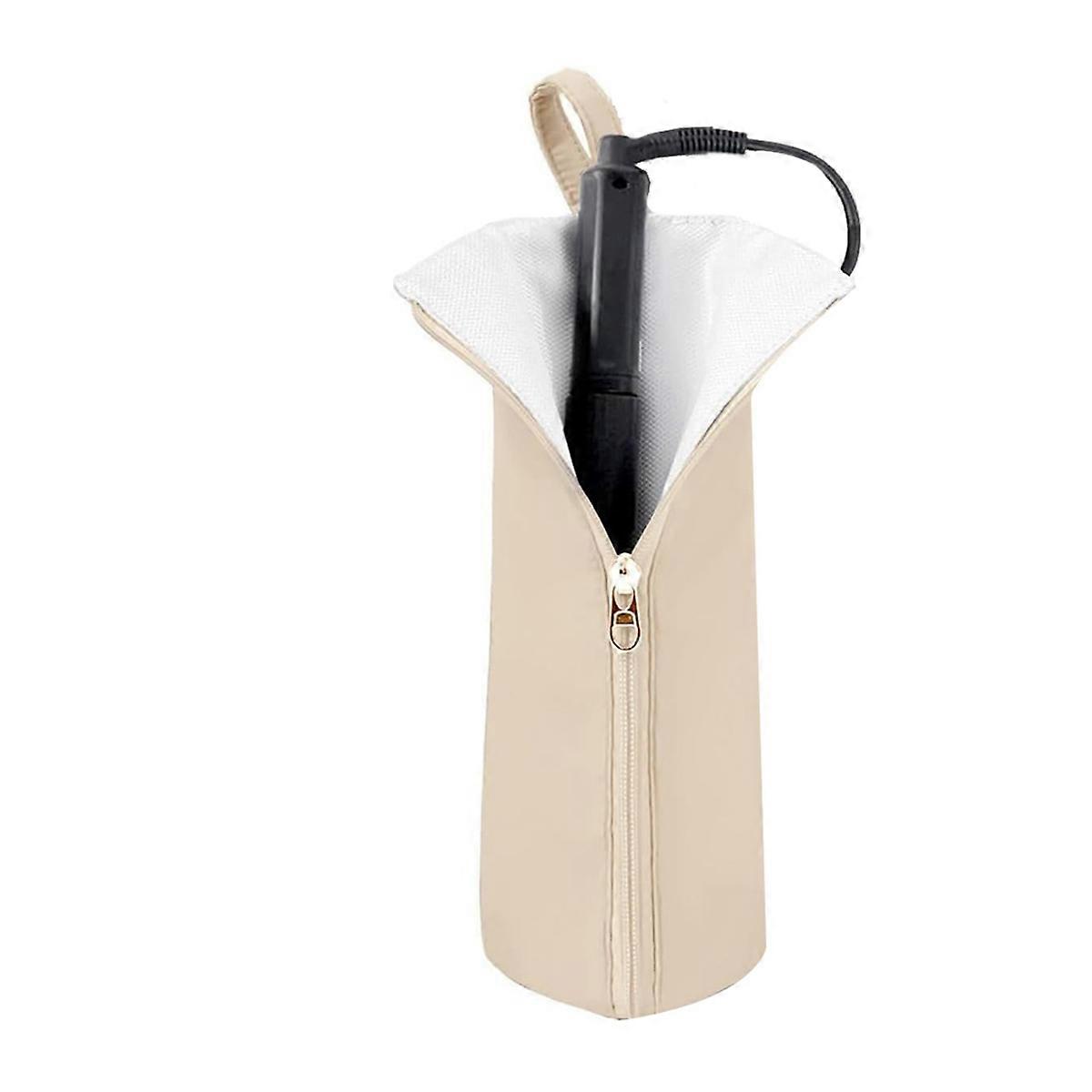 Hot Iron Holder & Mat, Heat Heat ResistingTravel Bag for Curling Iron, Flat Iron - Hair Tool Organizer for Home Beige