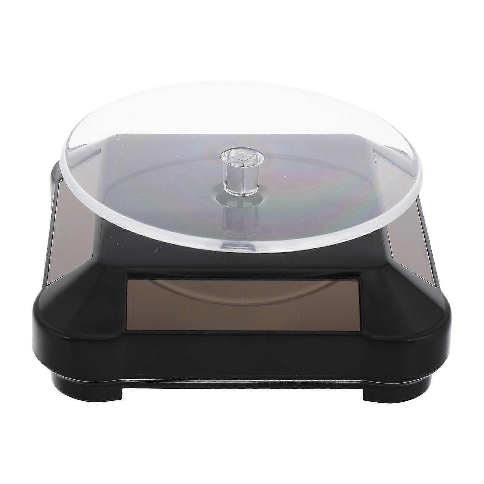 Solar Powered Rotating Jewelry Display Stand, 10cm Rotating Platform for Shops Exhibitions Black