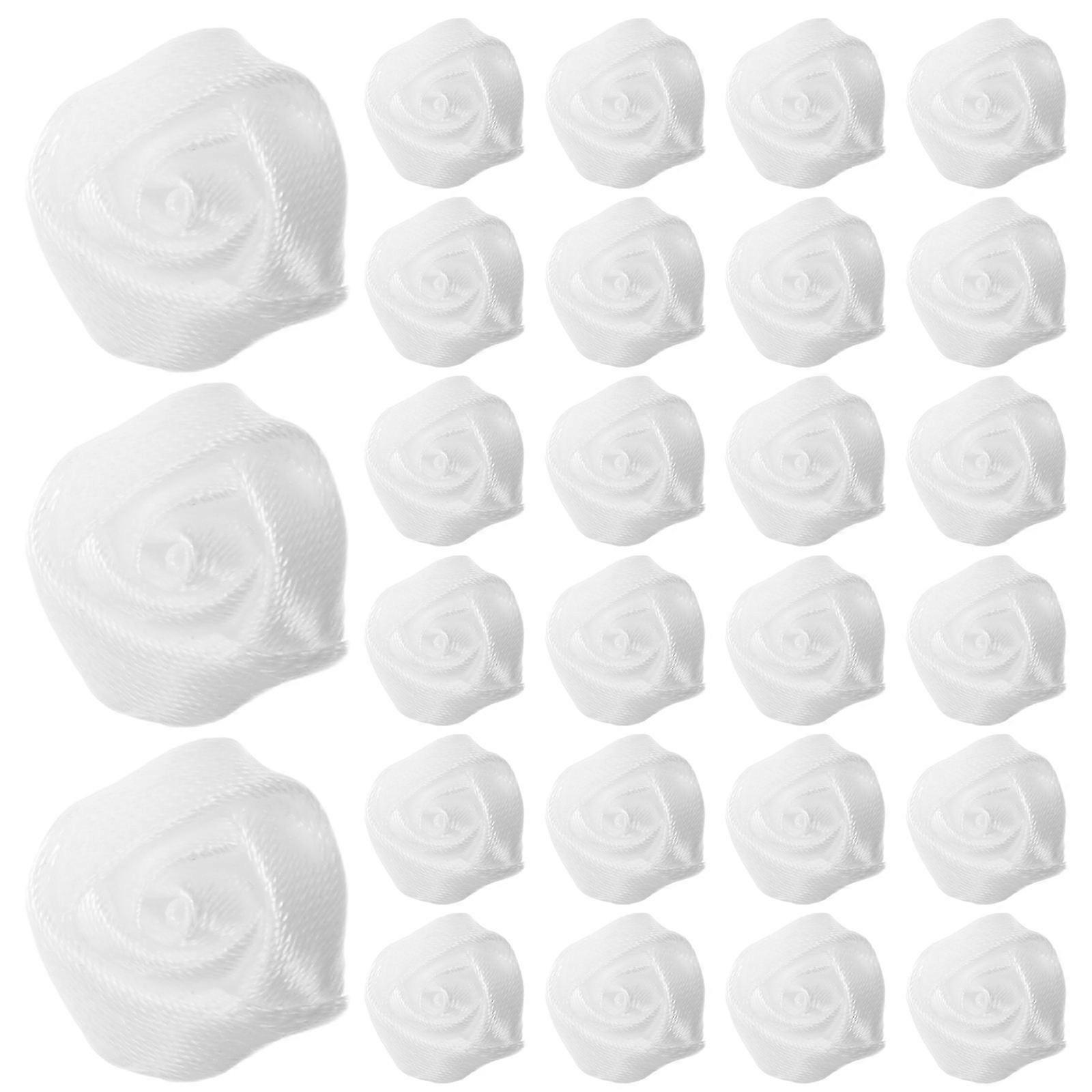 Artificial Roses for Weddings 50Pcs White Polyester Satin Flower Heads Creative DIY Craft Projects