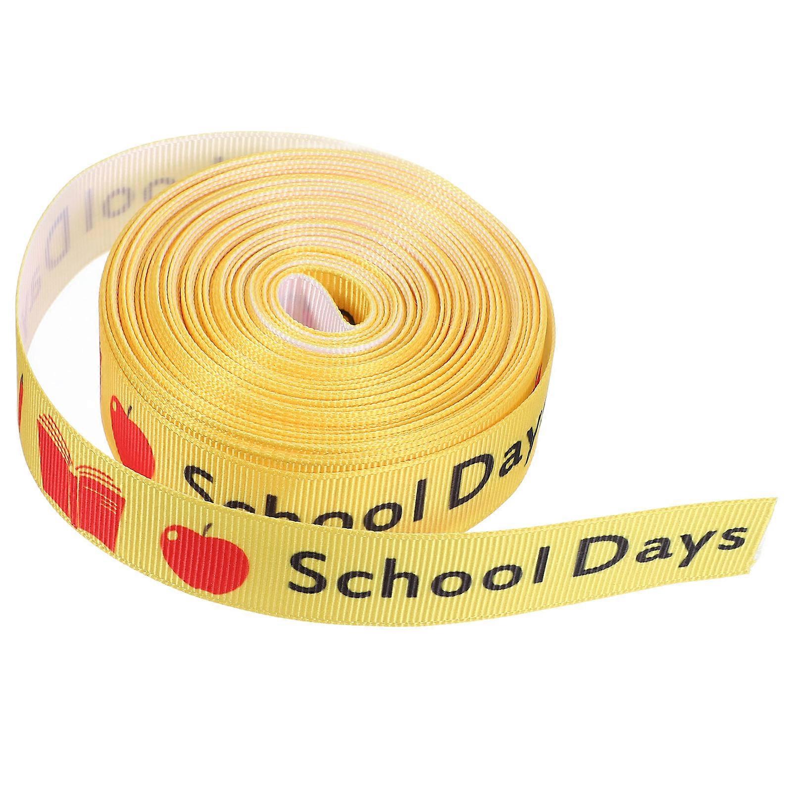 Back To School Themed Grosgrain Ribbon Gift Wrapping Bow Shape Craft Ribbon Yellow 1 Roll