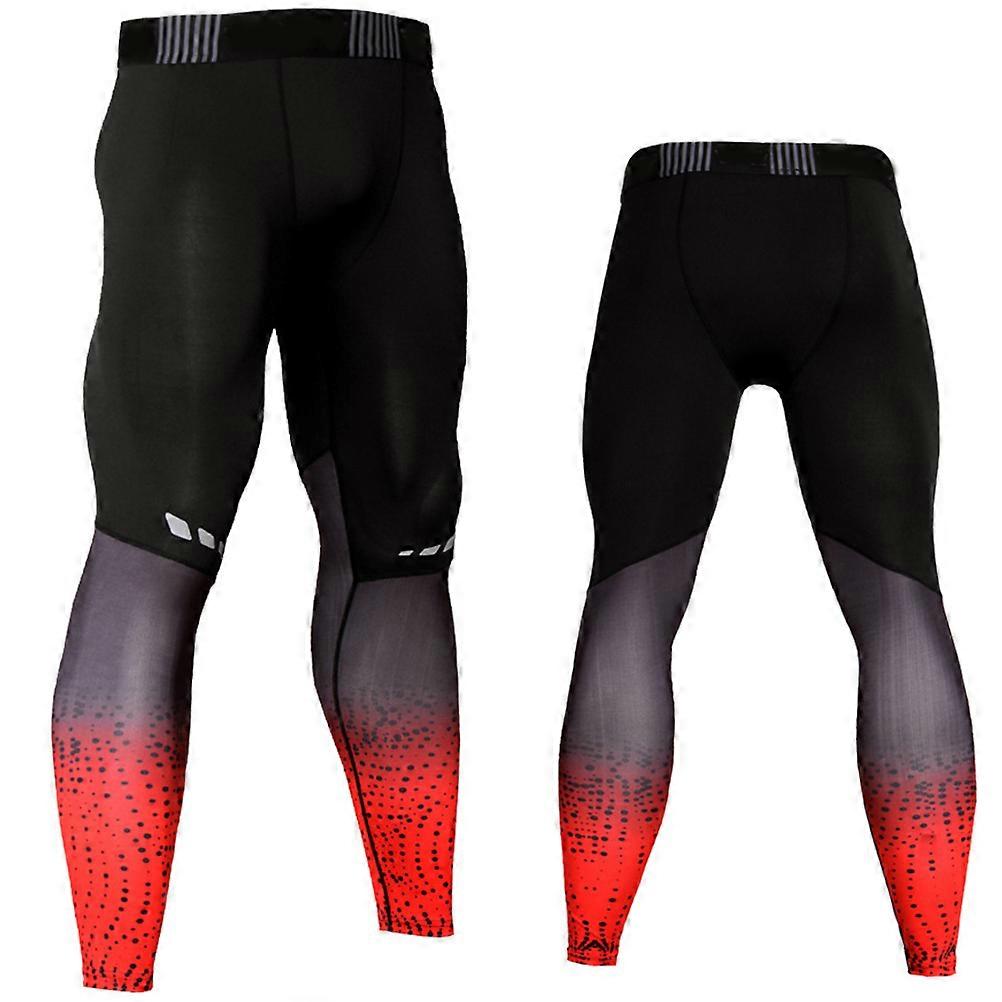 Cycling Leggings Men Tight Fitting Compression Design Muscle Support Promote Circulation Red XXL 1Pack