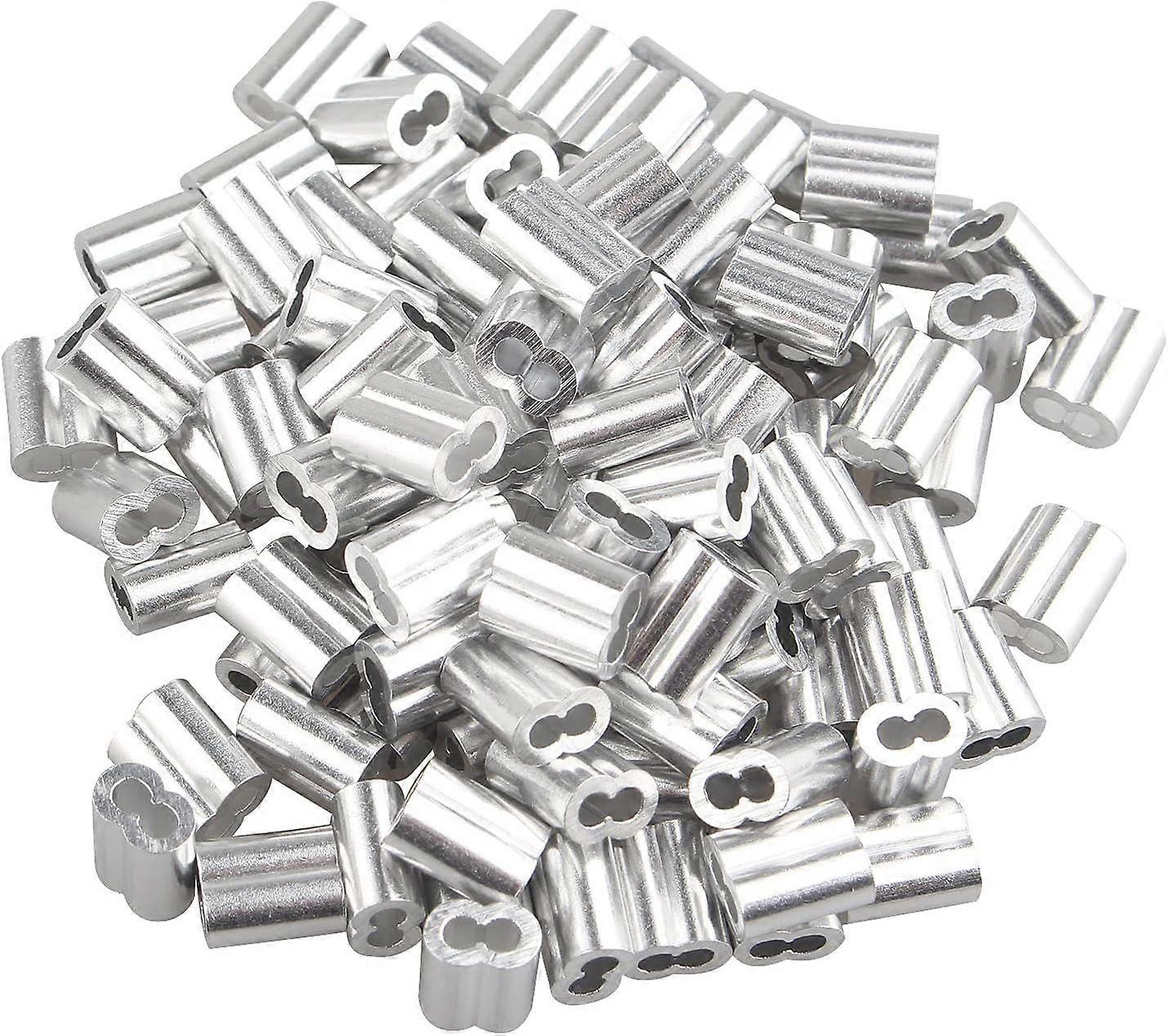 Aluminum Cable Sleeve, 100 PCS Aluminum Crimp Sleeves Loop Crimping Cable Clip