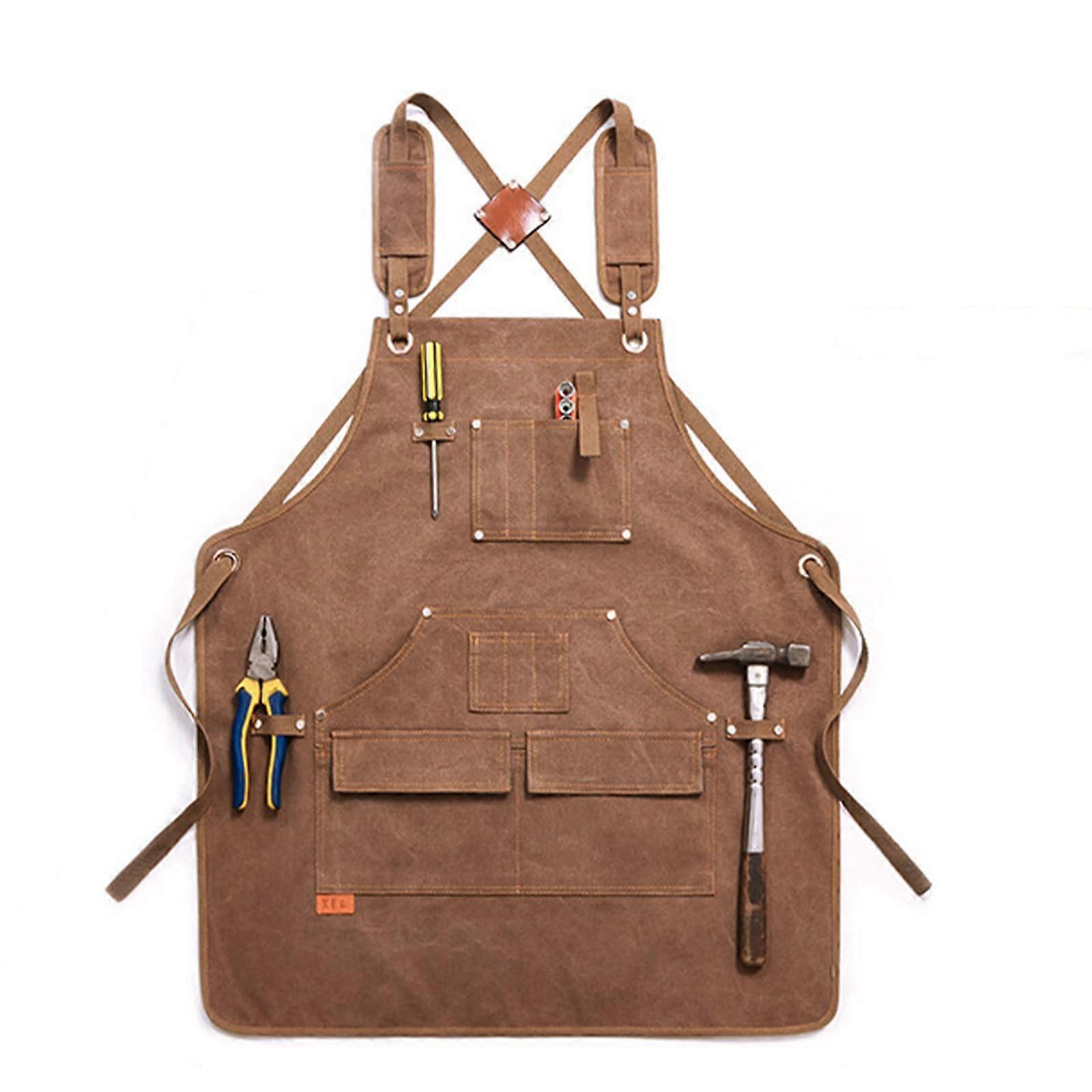 Tool Apron for Woodworking, Heavy Duty Cotton Work Apron with Multi-Pocket Design, One Size, One Color