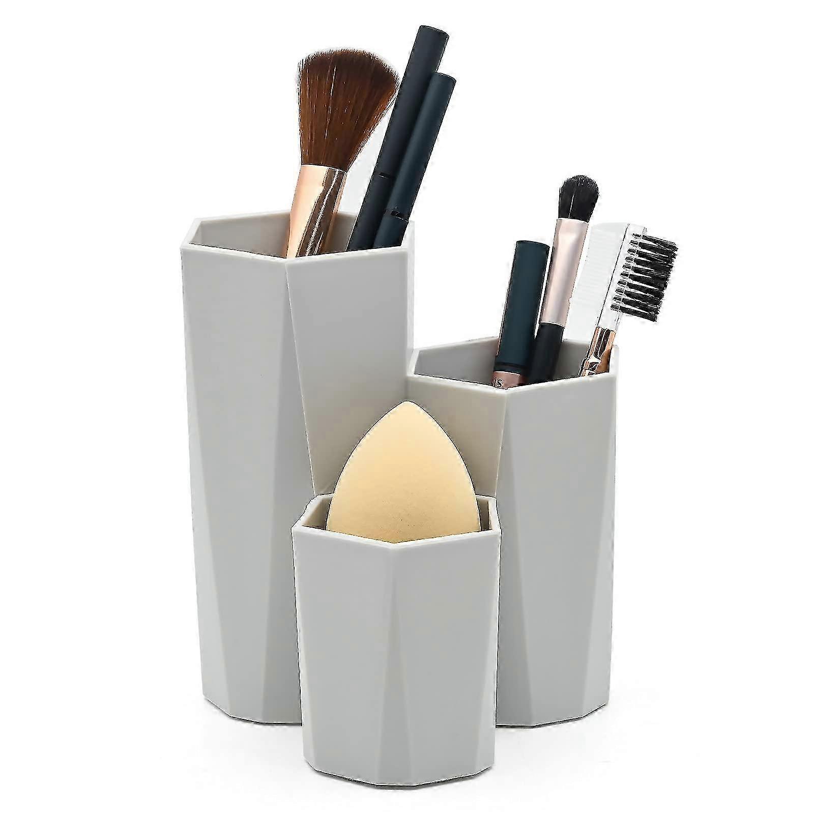 Makeup Brush Holder, Hexagon Makeup Brush Containers Pot (Grey)