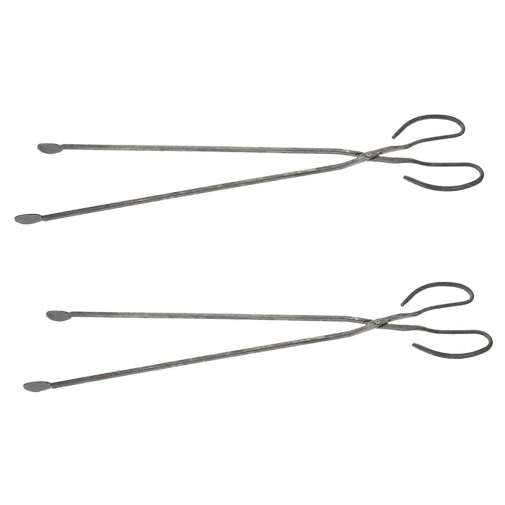 Garbage Tongs 2 Pack Fireproof Handle Metal Barbecue Grill Tongs For Easy Garbage Pickup