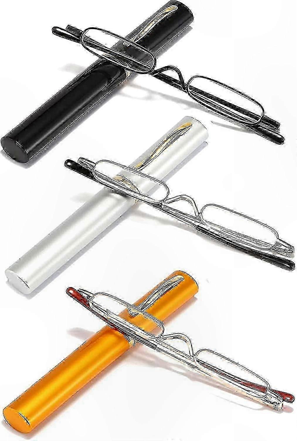 3 Pairs Compact Lightweight Mini Metal Reading Glasses with Protective Case for Reading Use Portable and Stylish Design for Everyday Carry