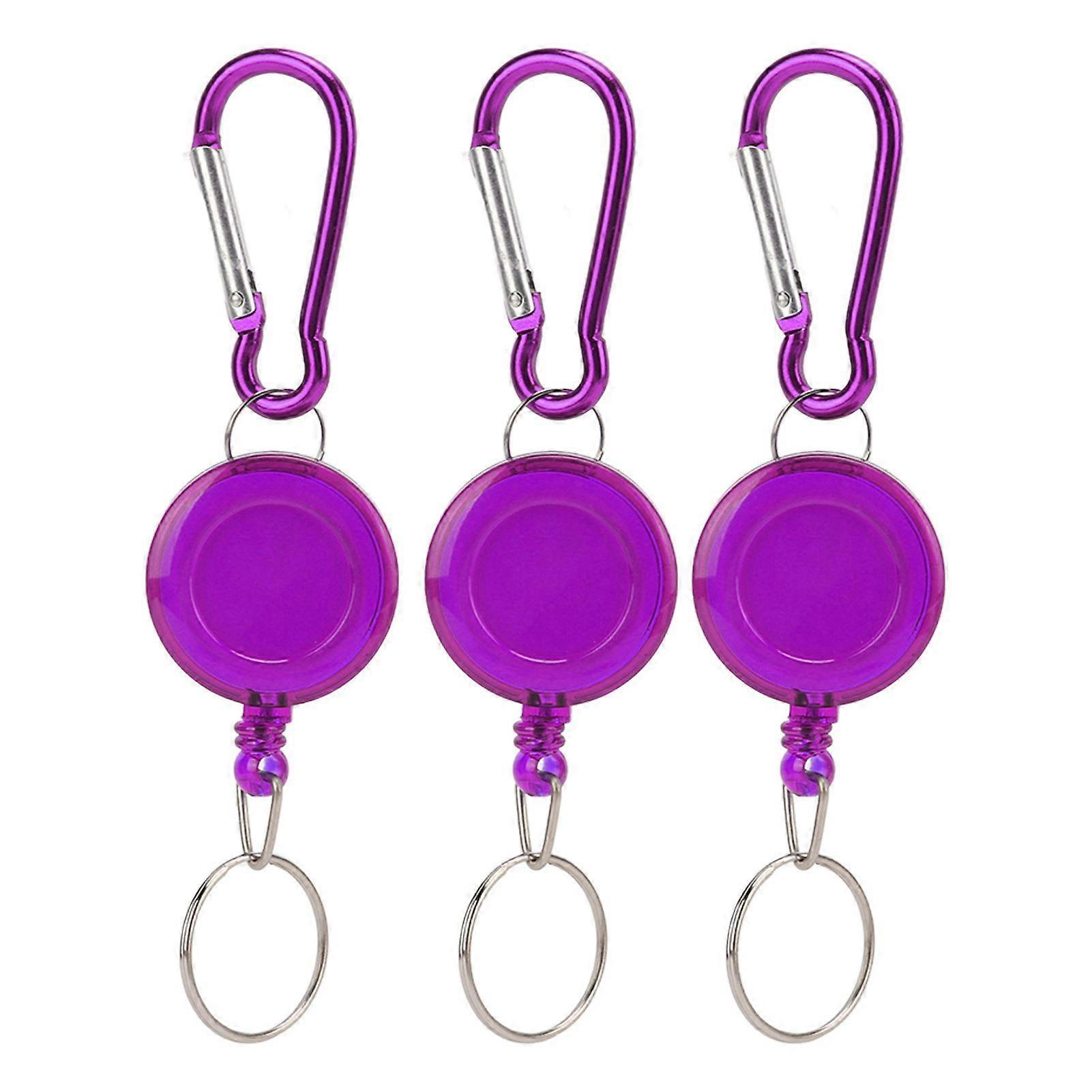 3PCS Nylon Rope Telescopic Burglar Tool Mini Anti Lost Retractable Pull Keychain Buckle
