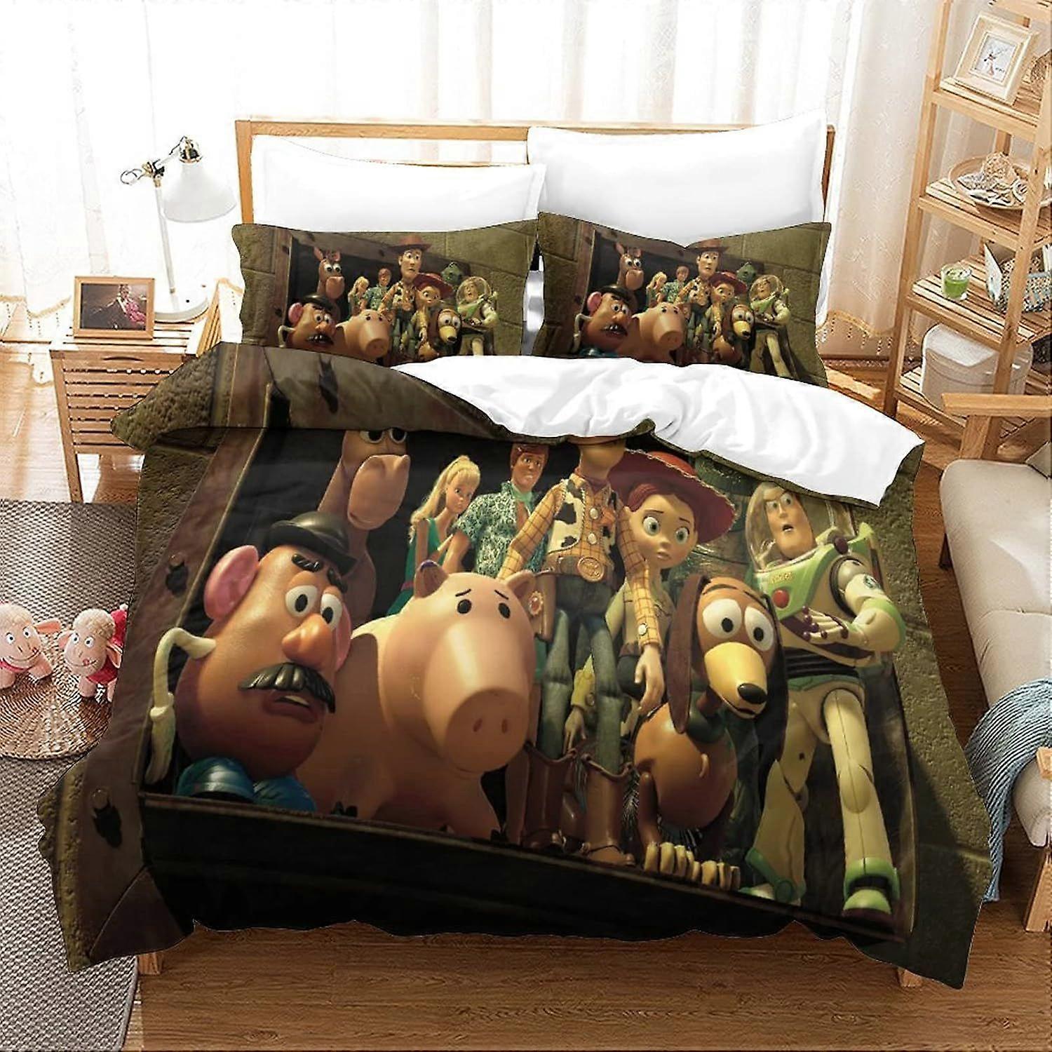 Bedding Single Bed Set Toy Story Printed Single Size Bedding Sets Super Soft Microfiber Duvet Covers with Zipper with Pillowcases Hypoallergenic 140x2