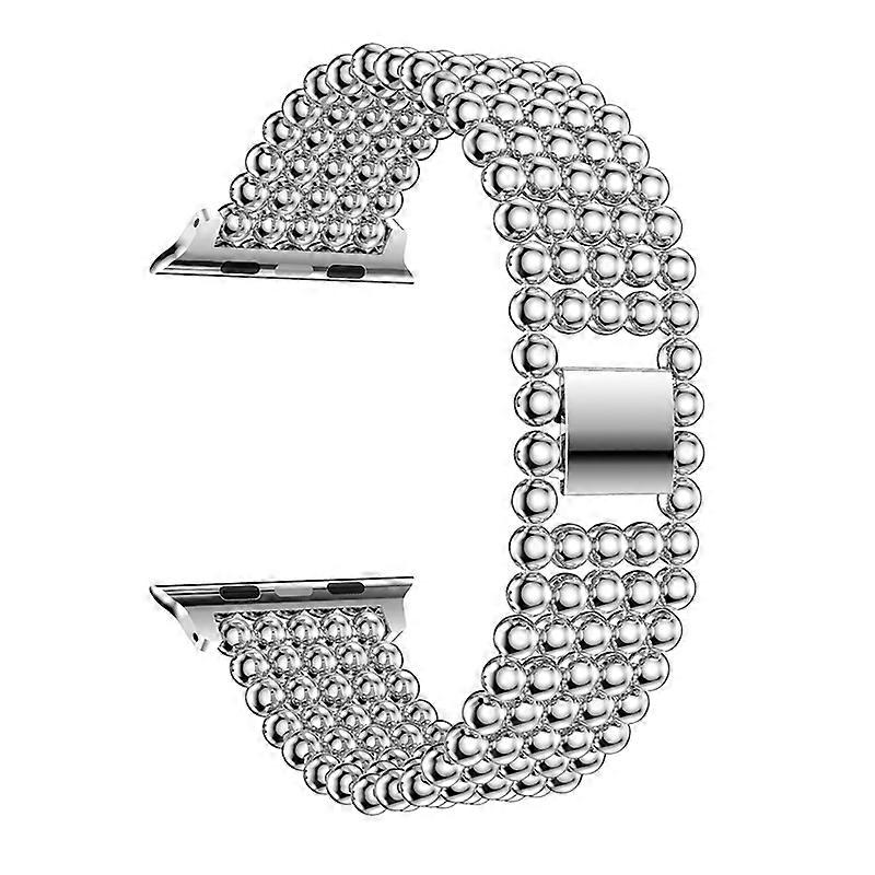 Solid Zinc Alloy Beads Link Chain Watch Strap Replacement for Apple Watch Series 10 42mm/9 8 7 41mm/