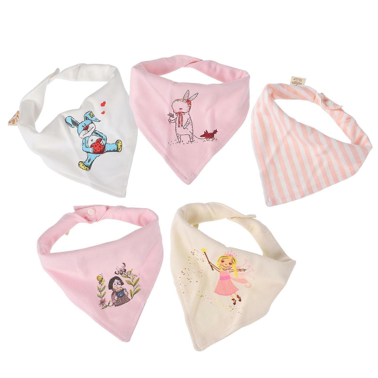 Baby Bandana Dribble Bibs Cotton Feeding Bibs for Children Assorted Color Double-Layer Protect from Drool 5Pcs