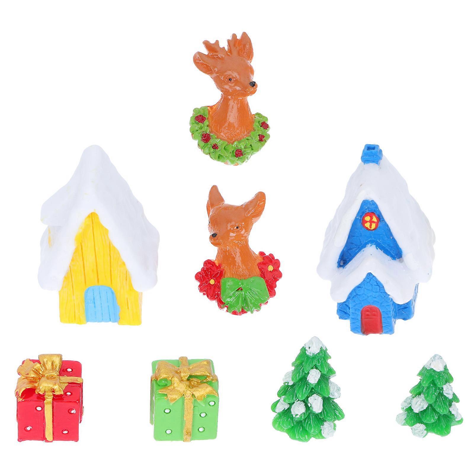 Multi Resin Christmas Ornament 8Pcs Xmas Style Adorns for Decor